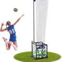 Volleyball Setter Trainer Net Adjustable Height and Angle Home Volleyball Trainer Net with Wheels and Collection Bag Volleyball Training Equipment for Both Indoor and Outdoor Training