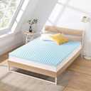 Best Price Mattress 3 Inch Egg Crate Memory Foam, Cooling Gel Infusion, King Mattress Topper, Dorm Essentials, Blue