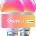 Govee LED Smart Light Bulbs, 1000LM Color Changing Light Bulb, Wi-Fi & Bluetooth, Work with Alexa and Google Assistant, Dimmable RGBWW A19 75W Equivalent Smart Bulbs for Bedroom, Living Room, 2 Pack