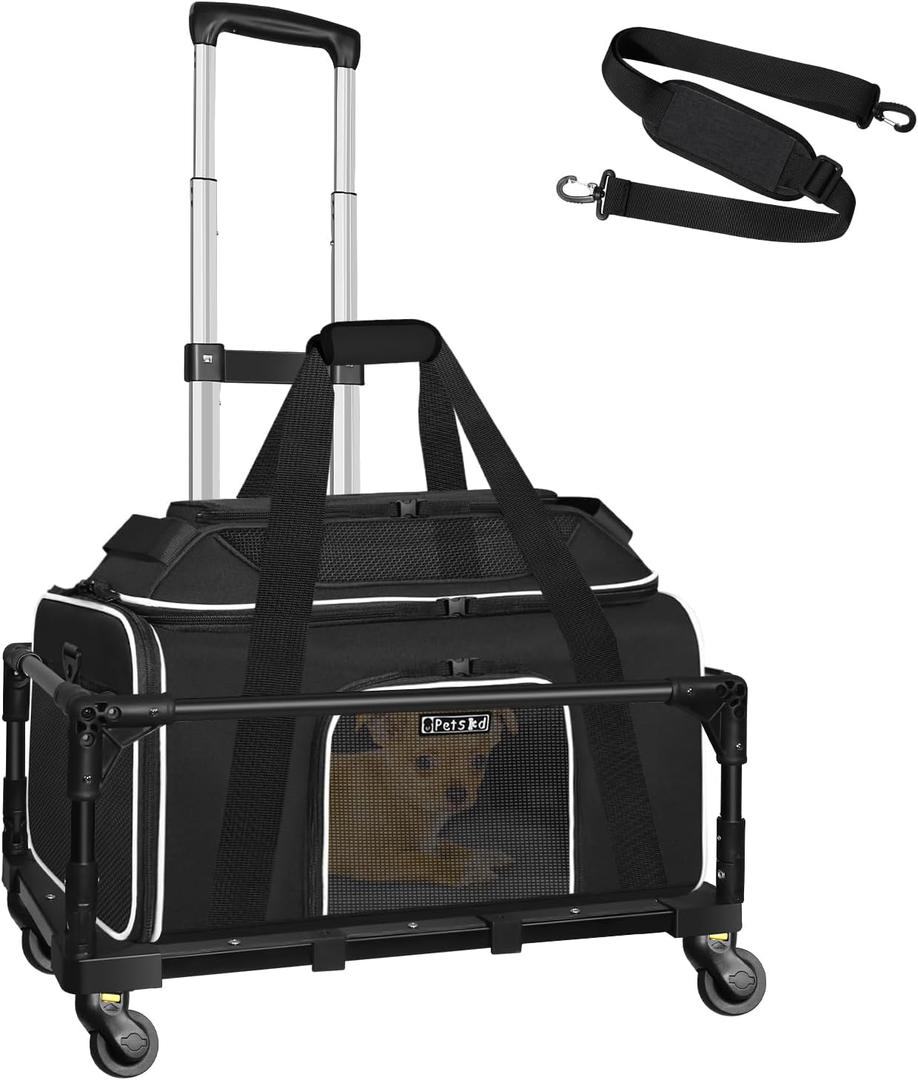 Top-Expandable Small Pet Carrier with Wheels Airline Approved