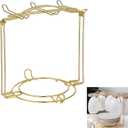 Gold Metal Cup and Saucer Display Stand Tea and Coffee Cup Holder for Countertop, Coffee Station Organizer for Home or Bar Decor