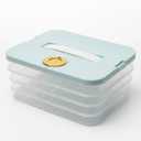 Varku 4-Tier Stackable Food Storage Container with Handle, Transparent Bento-Style Organizer for Kitchen & Refrigerator Ideal for Dumplings, Fruits, Snacks & Small Portions 