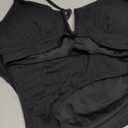 HYTENSUN Women's V Cut High Waisted Bikini Ribbed V-Wired Cami Two Pieces Swimsuit (X-Large, Black)