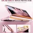 BERFY for Galaxy Z Fold 7 Case, Compatible with Magsafe, Built-in Screen Protector & Hinge Protection, Clear Plating Design Full-Body Slim Shockproof Protective Phone Case for Samsung Z Fold 7, Pink
