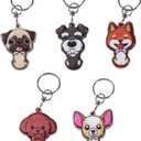 5-Pack Dog Collar Charms with Metal Rings -Double Sides Charm in Resin, Chihuahua, Teddy, Schnauzer, Shiba Inu, and Pug Designs, Decoration for Dog Collar Harness and Leashes