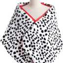 Cosrea Women Halloween Costume Black and White Spotted Dog Shawl Faux Stole for Adult (White)