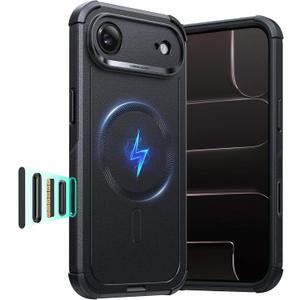 ESR for iPhone Air Case, 7X Military-Grade Drop Protection, Shock-Absorbing Rugged iPhone 17 Air Cover with Camera Control Button, MagSafe Accessories Compatible, Cyber Series, Black