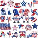 25 Pieces Patriotic Memorial Day Refrigerator Magnets 4th of July Magnets Independence Day Gnomes USA Flag Decorative Fridge Magnetic Stickers for Fridge Metal Door Mailbox Locker Office Cabinet Decor