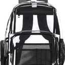 Clear Backpack for School- Heavy Duty Transparent Bookbag Work Concerts, Sports,Travel,stadium events, Large 16 Inches (Black)