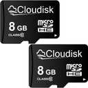 Pack of 2 Micro SD Card 8GB Flash Memory Card Micro SDHC with SD Adapter, C10, A1, U1 (8 GB)