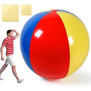 Raiten 10.5 ft Large Beach Balls Giant Ball Oversized Big Beach Ball Color Jumbo Inflatable Beach Balls for Summer Beach Pool Party Event, Ball Toy for The Whole Family, Massive Water Games
