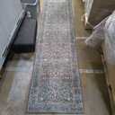 Dark Green Washable 3x16 Extra Long Runner Rug for Hallway Non Slip, Large Kitchen Indoor Floor Rugs for Entryway Hall Way, Soft Stain Resistant Low Pile Vintage Floral Carpet