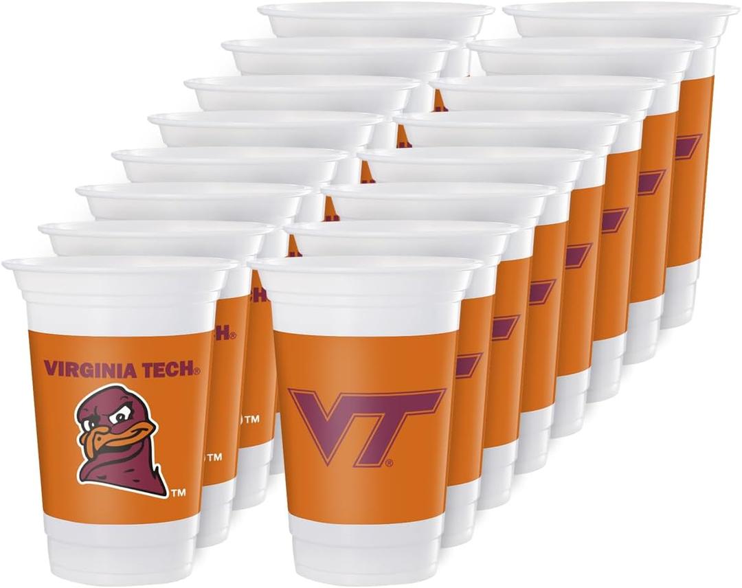 Westrick Virginia Tech Hokies 16oz Plastic Cups, 16 Pack – Officially Licensed Virginia Tech Disposable Party Cups with Logo – Tailgating, Game Day, Graduation Parties & Fan Celebrations