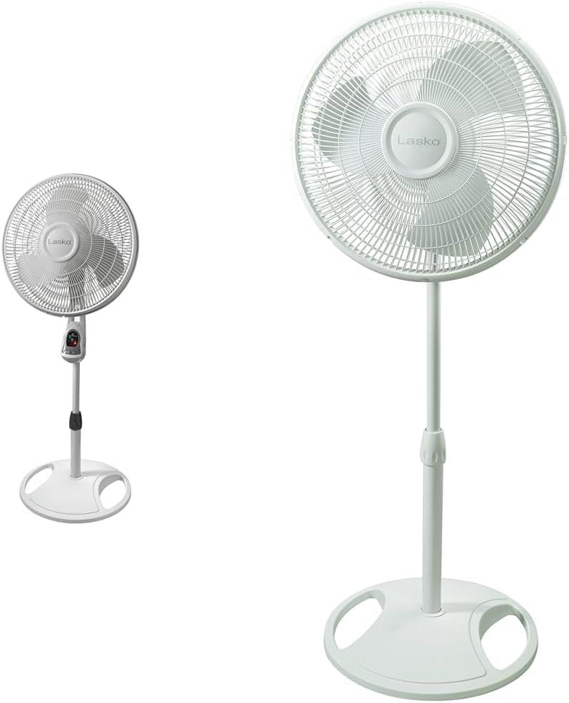 Lasko 16" & 2520 16" Oscillating Pedestal Stand Fans with Timer, Remote Control, Adjustable Height & Tilt