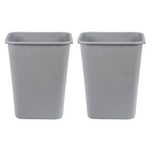 Amazon Basics Rectangular Commercial Office Wastebasket, Easy to Clean, 10 Gallon, Grey, 2-Pack
