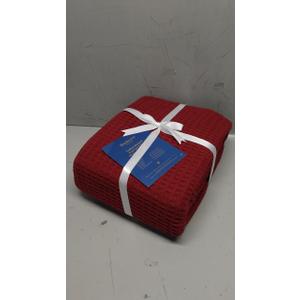 Bedsure 100% Cotton Blanket Twin XL Size for Bed - Breathable and Soft, Waffle Weave Blanket for Summer Spring, Red, 66x90 inches