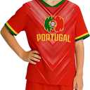 National Flag Soccer Jersey Kit for Kids Youth Boys Girls Sports Uniforms Outfits Fans Gift Shirt Shorts Sets 11-12Y