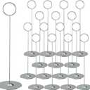 ERYTLLY 16PK Place Card Holders 8 Inch Table Number Holders Table Card Holders Steel Card Holders for Birthdays,Weddings,Photos, Food Signs, Memo Notes, Restaurants (Silver)