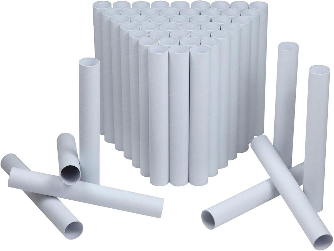 HESESOH 50 Pack Cardboard Tubes for Crafts - 1.57 x 11.81 Inches - Total White Toilet Paper Empty Rolls Round Thick Tubes Sturdy for Classroom Family Handmade DIY Projects