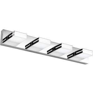 SineRise LED Modern Bathroom Vanity Light Fixtures (4-Light, 30-Inch, Dimmable), Chrome Modern Acrylic Bathroom Wall Lighting Fixtures Over Mirror (Cool White 6000K)