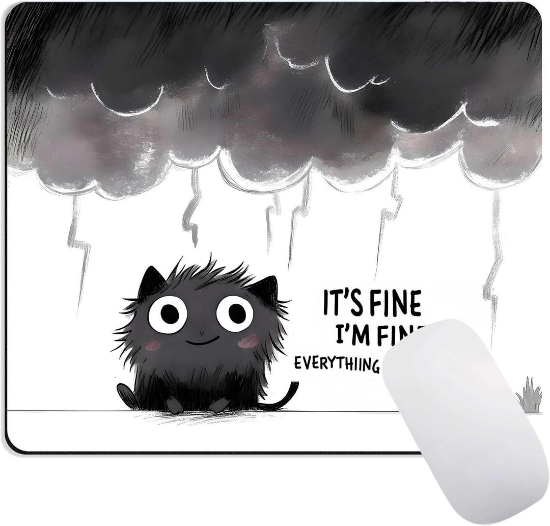 It's Fine I'm Fine Fun Design Mouse Pads for Desk,Square Mouse Mat, Waterproof Non Slip Rubber Base Mouse Pad for Office Laptop Computers, Premium Mousepad Washable Cloth, 10x8.2x0.12 inch
