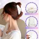 3Pcs Acrylic Hair Claw Clips for Women, Non-Slip 3.5" Banana Claw Clip, Heart Pattern, Valentine's Day Gifts (Polka dot/Heart)