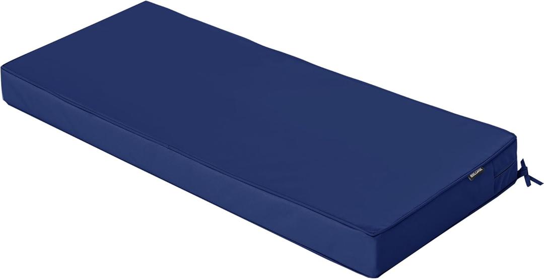 Outdoor Bench Cushions 48 x 18 Inch Thick Waterproof Porch Swing Cushions with Tie Patio Furniture Chair Cushion Bench Pad 5 Year Color Fastness Backyard Seat Pads Navy