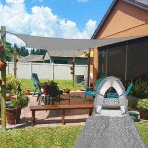 20' x 24' Sun Shade Sail with A-Ring Wire Rope Rectangle Outdoor Shade Cover for Deck Backyard Patio Garden (Light Gray)