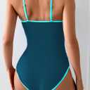 Eomenie Women's One Piece Swimsuit Tummy Control Slimming Bathing Suit Color Block Spaghetti Strap 1 Piece Swim Suit Swimwear size XL