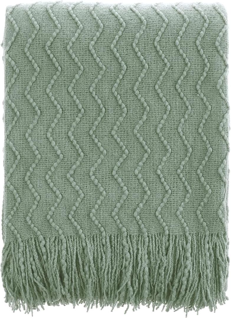 BATTILO HOME Sage Green Throw Blanket for Couch, Home Decor Sage Throw Blankets, Spring Green Blanket for Bedroom Decor Housewarming Gifts, 50"x60"