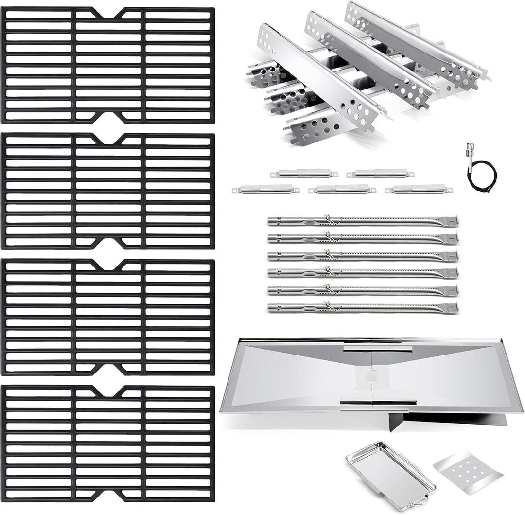Replacement Parts for Charbroil 463240115 6-Burner Gas Grill, Grease Tray & Grates & Burner & Igniter & Heat Shield & Carryover Tubes for Char-Broil 463240115 Advantage Grill
