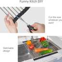 Large Telescopic Drain Rack Roll Up Rack Heat-Resistant Dish Drainer Kitchen Sink Rack Over the Sink Dish Drying Rack Stainless Steel Dish Rack (18 Tube 21.25''x12.79'')