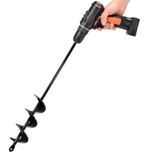 TCBWFY Auger Drill Bit for Planting 1.6x16.5inch Extended Length Garden Auger Spiral Drill Bit for Planting Bulbs Flowers,Post Hole Digger for 3/8Hex Drill