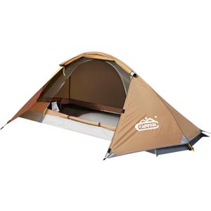 camppal 1 Person Tent for Camping Hiking Mountain Hunting Backpacking Tents 4 Season Resistance to Windproof Rainproof and Waterproof (Khaki)