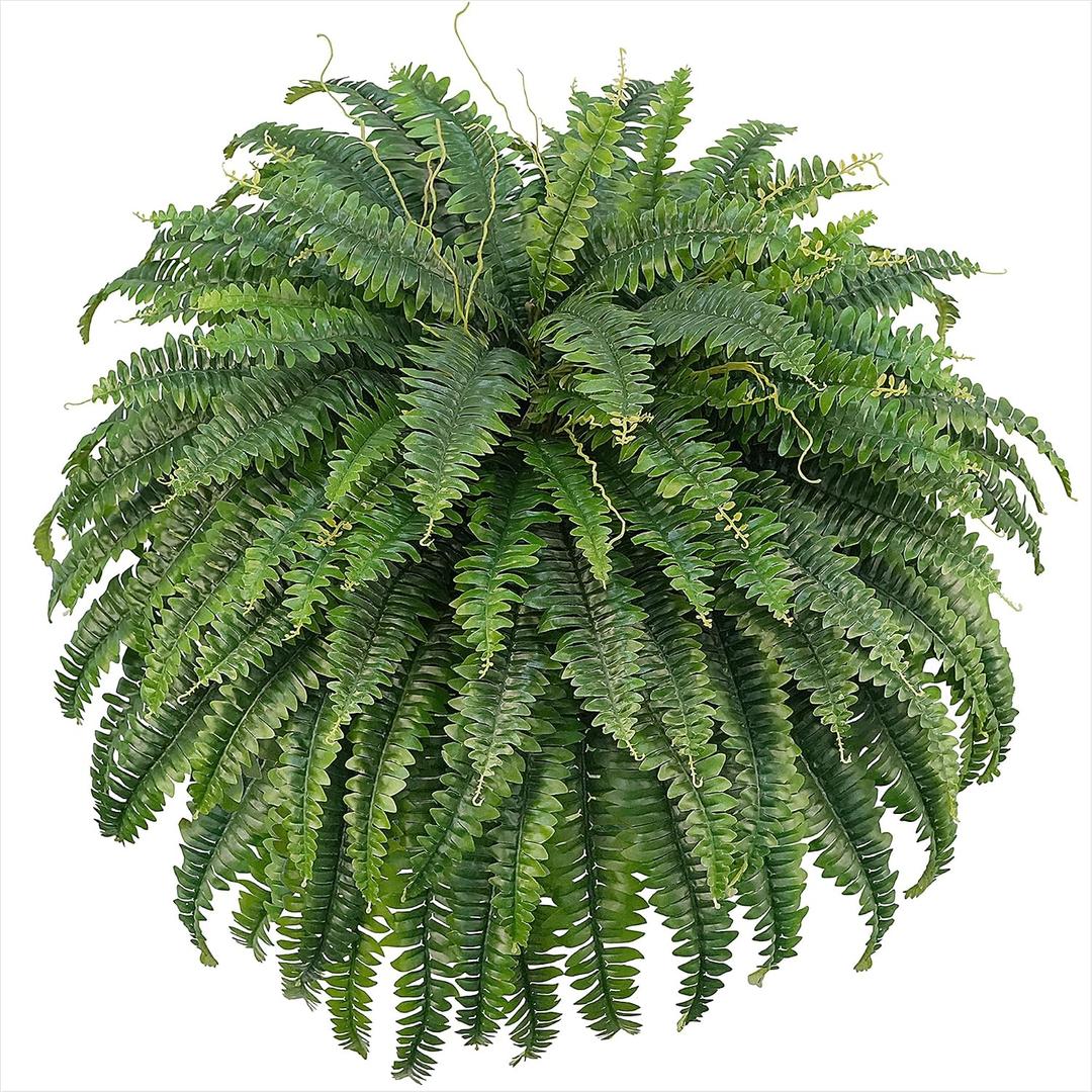 Fake Ferns, 50IN Single Realistic Large Faux Plants with 96 Fronds, Artificial Boston Ferns for Outdoors Home DIY Plant Wall Garden Porch Entrance Decor