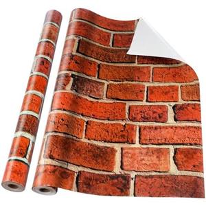 Tenceur Bulletin Board Paper 24 Inch x 100ft Gift Wrapping Roll Fade Resistant Decorative Paper Roll(Vintage Red Brick Style)