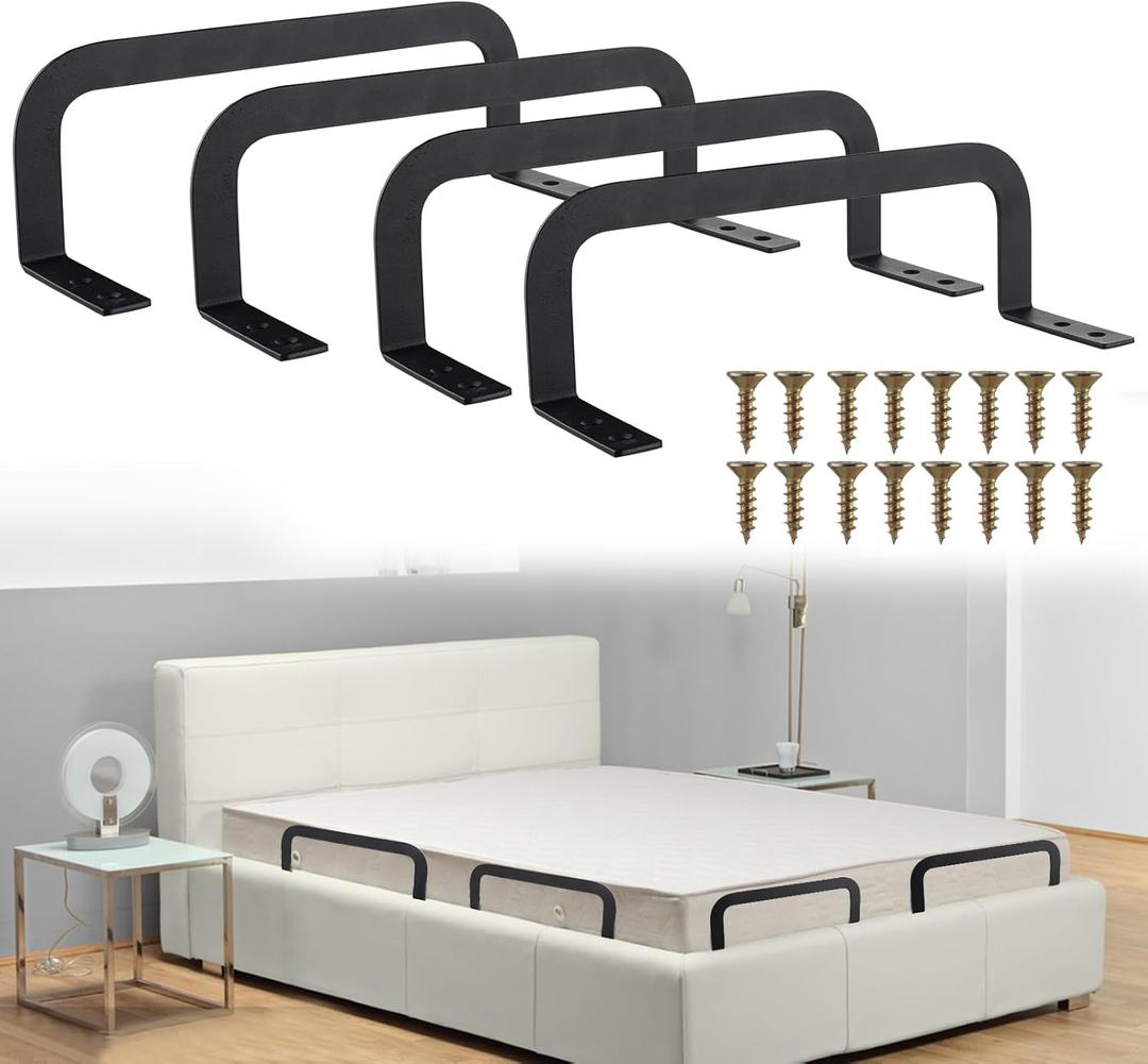 4PCS Mattress Retainer Bar for Adjustable Bed - Metal Mattress Stabilizers for Wooden Bed Frame