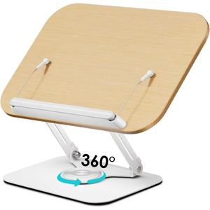 Viozon Book Stand for Reading,Book Holder, Height&Angle Adjustable, 360 Rotating Base, Foldable and Portable, Lightweight for Office, Kitchen, School Textbook, Recipe, Magazine,Kindle,Tablet LW