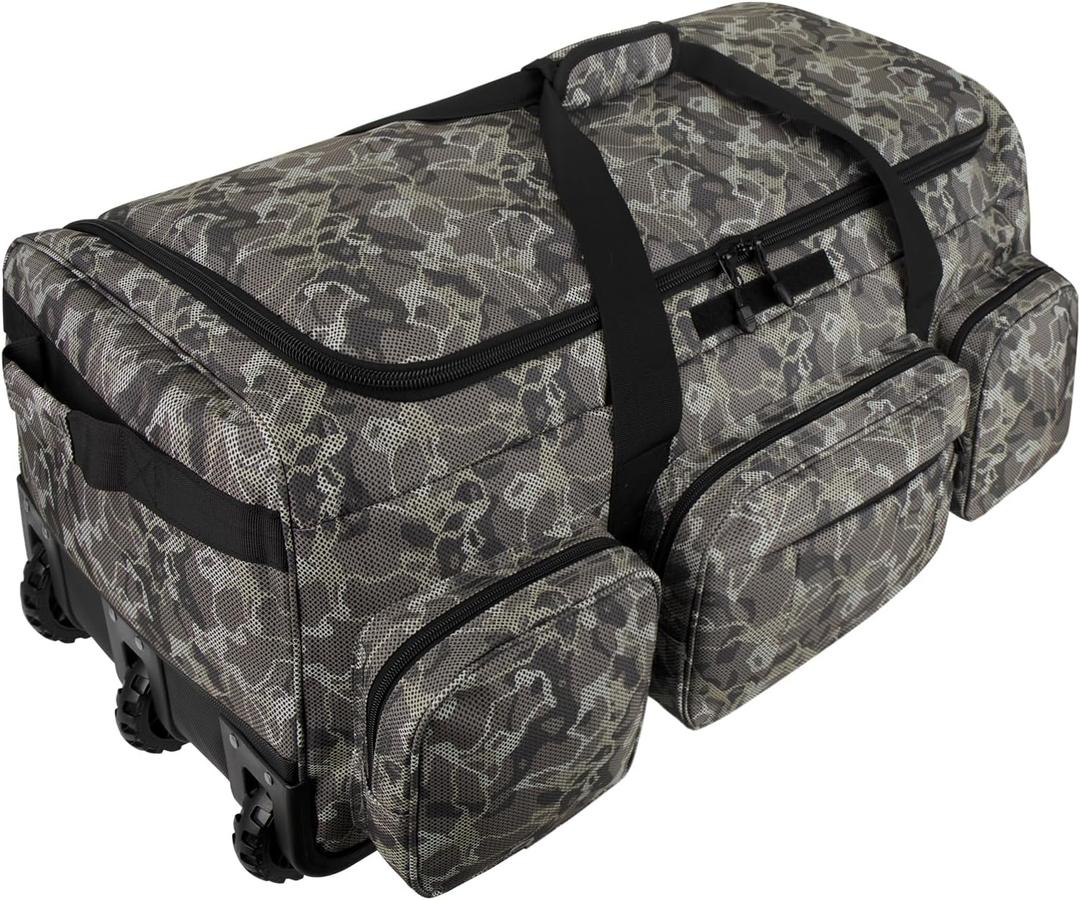 120L 3 Wheel Tactical Rolling Duffle Bag, Heavy Duty Military Deployment Luggage, 900D Waterproof Duffel for Camping Travel Outdoor Sports, Large