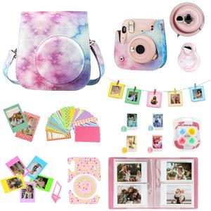 WOGOZAN Mini 11 Accessories for Fujifilm Instax Mini 11 Instant Camera Include Case, Color Filters, Photo Album, 2x3 Frames, Selfie Lens and Stickers (Blue-Pink Watercolor) (No Camera)