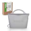 Haakaa On-The-Go Silicone Microwave Steam Sterilizer Bags for Travel, 40oz/1250ml Reusable Silicone Steaming Bags for Baby Bottles, Breast Pump, Accessories, Pacifiers, Teethers,Grey/1PC