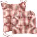 Klear Vu The Gripper Non-Slip Rocking Chair Cushion Set with Thick Padding, Includes Seat Pad & Back Pillow with Ties for Indoor Living Room Rocker, 17x17 Inches, 2 Piece Set, Red