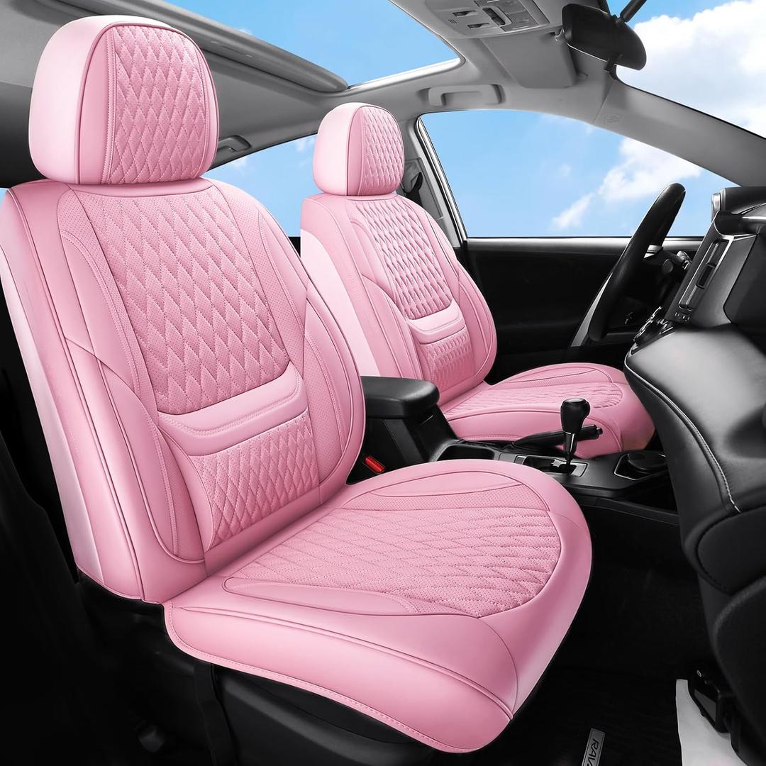 Leather Car Seat Covers,Car Seat Covers Full Set Pink,Automotive Seat Covers 5 Seats,Fit for Most Cars SUV and Most Sedans Hatchbacks Crossovers,Breathable Waterproof Full Wrapping Edge Seat Covers Leather Car Seat Covers,Car Seat Covers Full Set Pink,Automotive Seat Covers 5 Seats,Fit for Most Cars SUV and Most Sedans Hatchbacks Crossovers,Breathable Waterproof Full Wrapping Edge Seat Covers