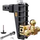 LOCAME Adjustable Trailer Hitch, Tri-Ball(1-7/8'', 2'', 2-5/16''), Fits 2 Inch Receiver, 8 Inch Drop Hitch, 17000 LBS GTW, Heavy Duty Trailer Hitch for Truck, Gold, LC0081