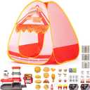 Kids Play Tent, Pop Up Play Tent Burger Theme with Complete Toy Set, Play Toys Play Set for Kids Indoor Outdoor Pretend Play
