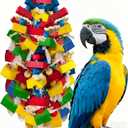 Parrot Toys for Large Birds, Multicolored Wooden Blocks Bird Chewing Toy Parrot Cage Bite Toy for Macaws Cokatoos African Grey and Large Medium Parrot Birds (Block)