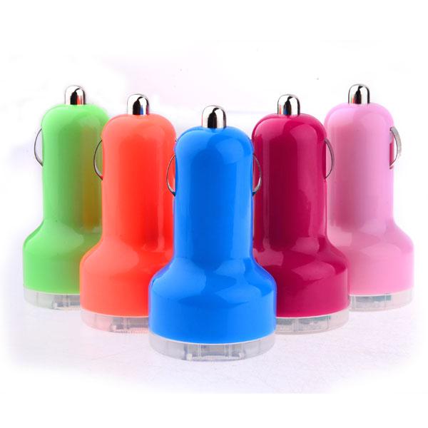 Dual Car USB Charger - 5 Pack (Colorful)