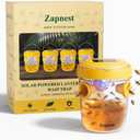 4 Pack Zapnest Solar Wasp Trap Outdoor Hanging Reusable Yellow Jacket, Hornet, Bee & Mud Dauber Catcher Bright Yellow Bug Repellent for Garden, Patio & Yard