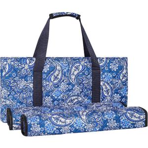 Empty Mahjong Bag, Blue Printed Soft American Mahjong Bag with Two Wrappers (Case Only, Mahjong Tiles, Trays and Mah jong Racks/Pushers not Include)
