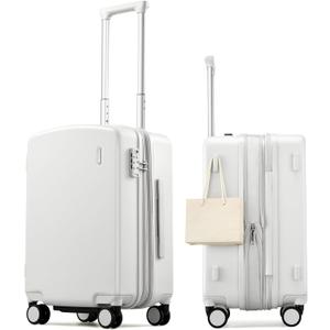 Hanke Expandable Carry On Luggage 22x14x9 Airline Approved, 20 Inch Hard Shell Suitcases with Wheels, Lightweight Travel Luggage Carry On Suitcase for Woman & Men with Tsa Lock(Smoke White)